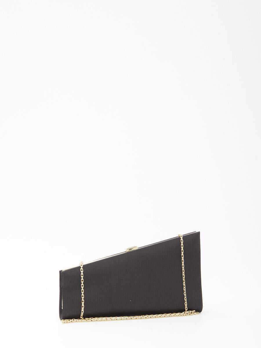 Genti mini Roger Vivier Asymmetrical Strass Buckle Clutch Black Femei (BM 11584821) 2