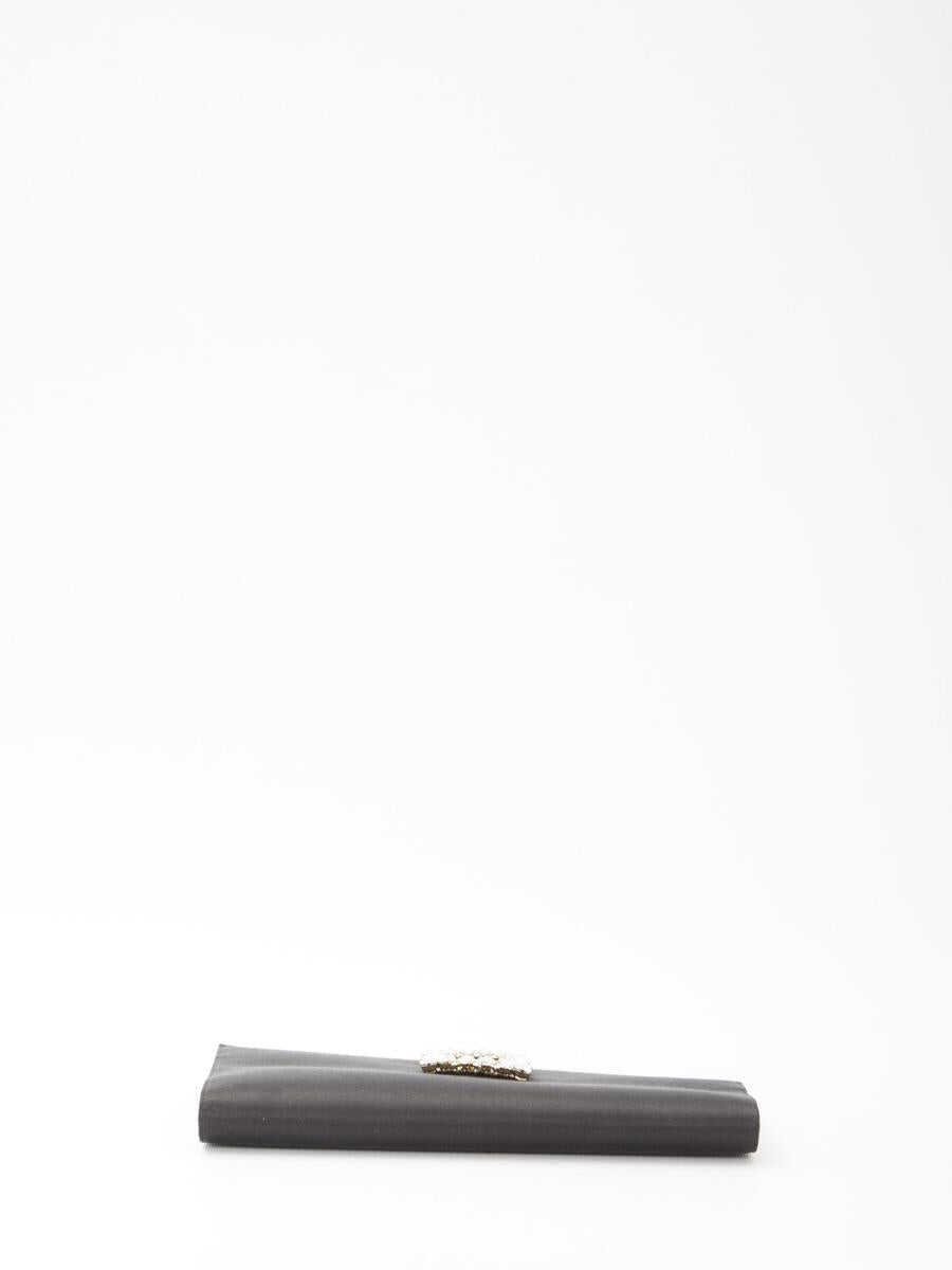 Genti mini Roger Vivier Asymmetrical Strass Buckle Clutch Black Femei (BM 11584821) 3