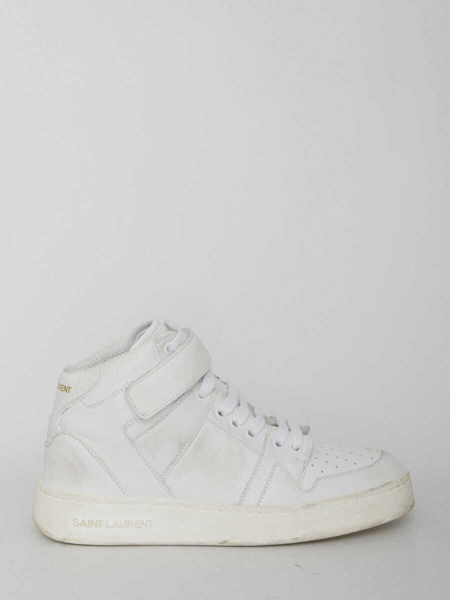 Saint Laurent Lax sneakers in washed-out effect leather WHITE
