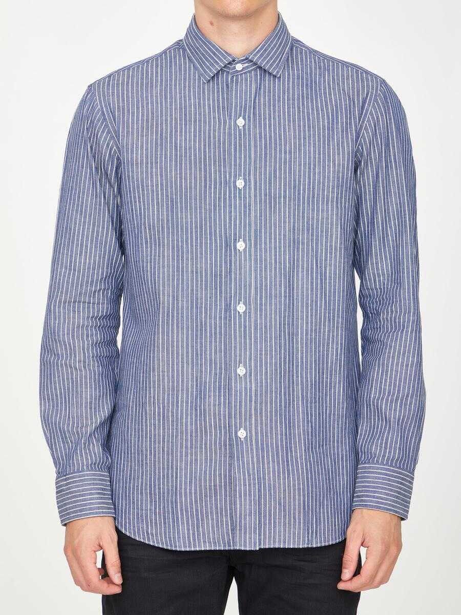 SALVATORE PICCOLO Striped cotton shirt BLUE