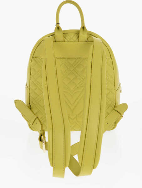 Rucsacuri Moschino Love Quilted Faux Leather Backpack With Golden Logo Green Femei (BM 11587362) 3