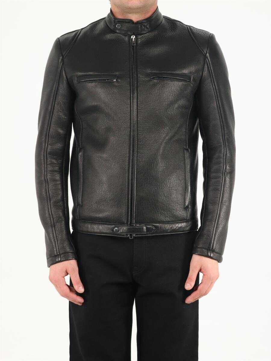 Salvatore Santoro Black leather biker jacket BLACK