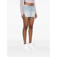 Imbracaminte ERL Dama - Fuste ERL Light Blue Mini-Skirt With Logo Patch And Raw Edge In Cotton Denim Woman Erl BLUE Femei (BM 11600298) - B-mall.ro