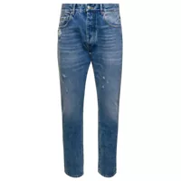 Blugi Icon Denim 'Kanye' Light Blue Five-Pocket Jeans With Logo Patch In Cotton Denim Man