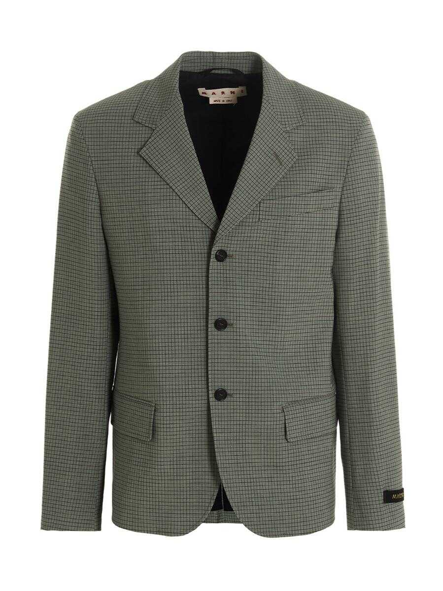 Marni MARNI Checked blazer jacket GREEN b-mall.ro
