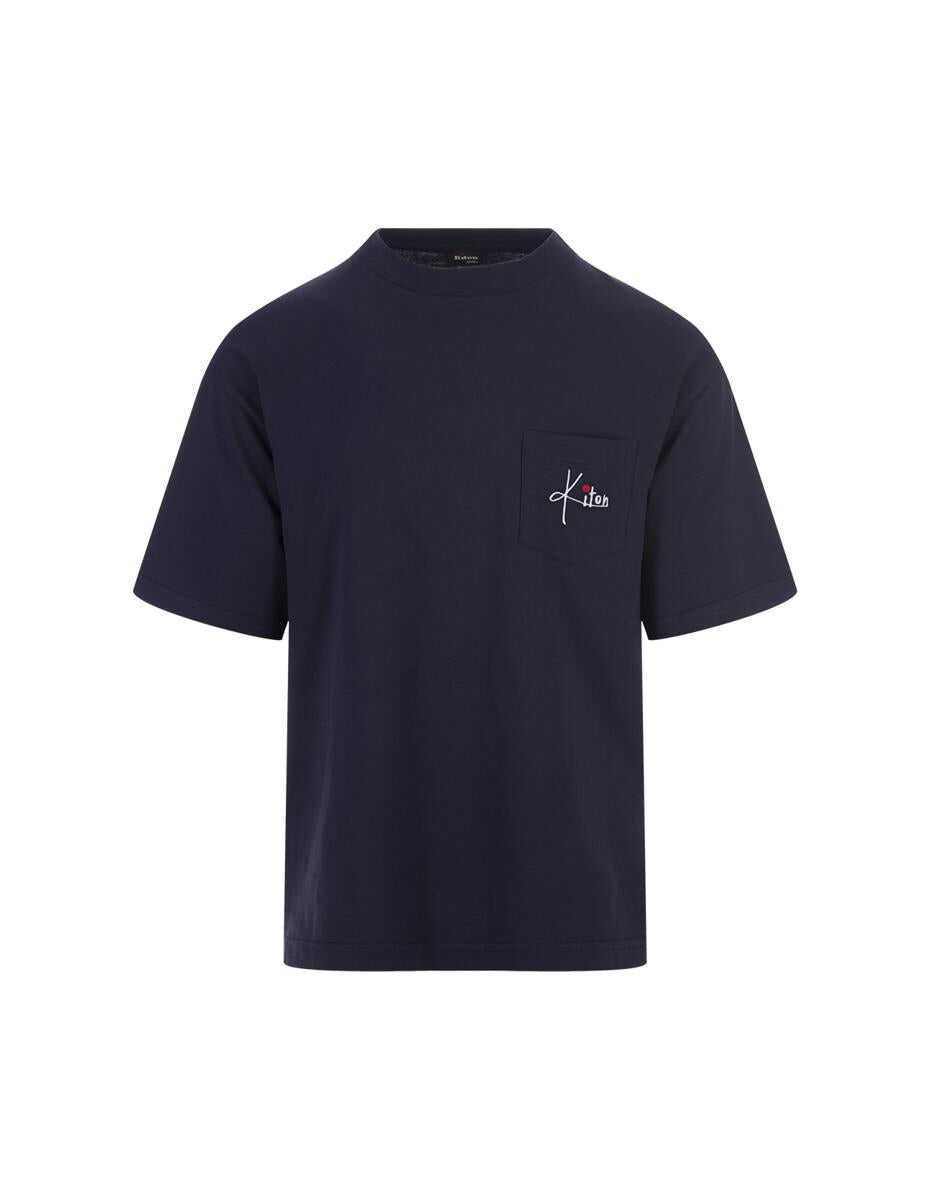 KITON KITON Navy T-Shirt With Logo On Pocket BLUE