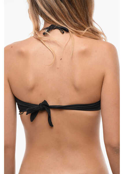 Sutiene Karl Lagerfeld Bandeau Bikini Top With Printed Contrasting Details Black Femei (BM 11629182) 2