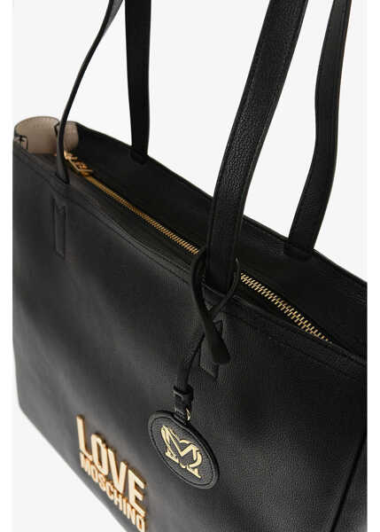 Genti de umar Moschino Love Faux Leather Shoulder Bag With Golden Logo Black Femei (BM 11630622) 3