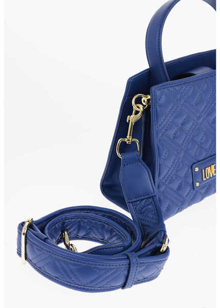 Genti de mana Moschino Love Quilted Faux Leather Bag With Removable Shoulder Strap Blue Femei (BM 11630625) 3