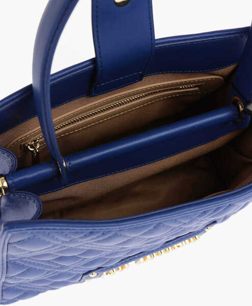 Genti de mana Moschino Love Quilted Faux Leather Bag With Removable Shoulder Strap Blue Femei (BM 11630625) 4