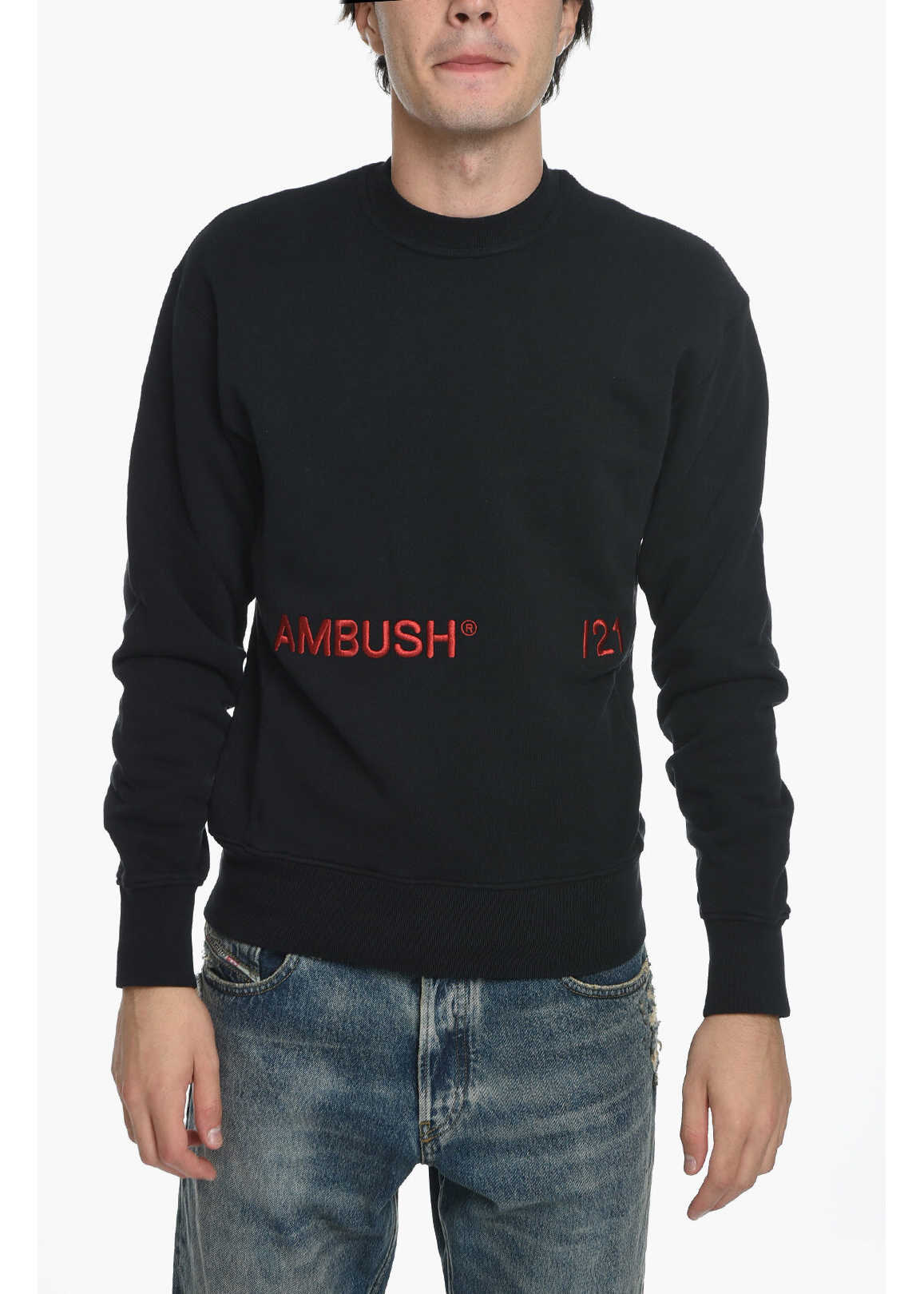 AMBUSH Crew Neck /21 Cotton Sweatshirt With Embroidered Logo Black