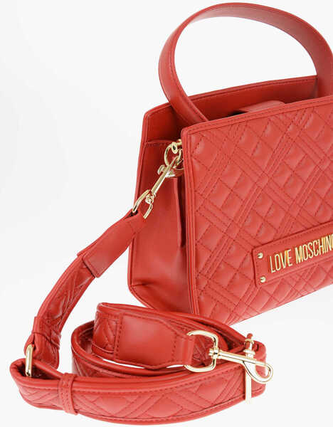 Genti de mana Moschino Love Quilted Faux Leather Bag With Removable Shoulder Strap Red Femei (BM 11631456) 3