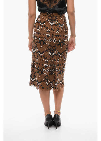 Fuste lungi Ermanno Scervino Back Pleated Macram Longuette Brown Femei (BM 11631516) 2