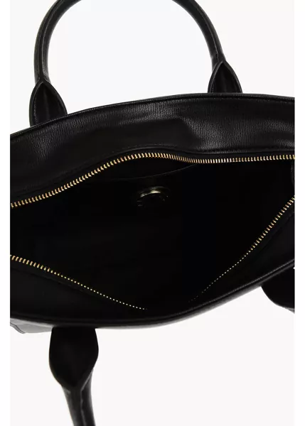 Genti de mana Moschino Love Solid Color Tote Bag With Golden Logo Black Femei (BM 11632575) 4