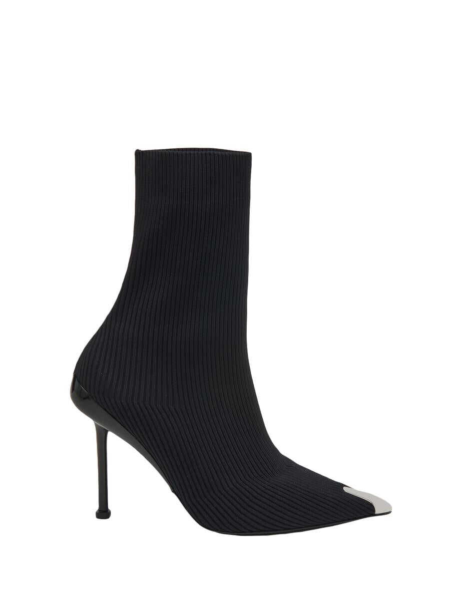 Alexander McQueen ALEXANDER MCQUEEN Slash Knitted Ankle Boots in /Silver BLACK