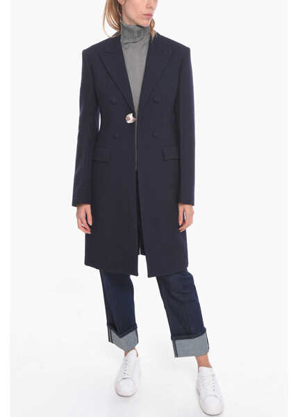 Paltoane Jil Sander Wool Single-Breasted Coat With Metal Application Blue Femei (BM 11635698) 4