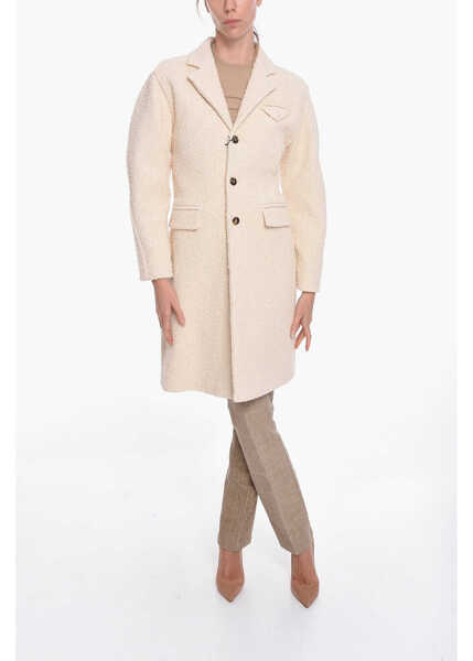 Paltoane Bottega Veneta Stretch Cotton-Boucl Single-Breasted Coat White Femei (BM 11635734) 4