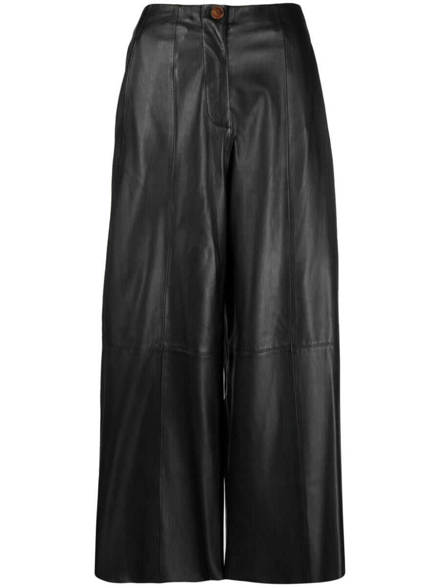 ALYSI ALYSI Leather cropped trousers BLACK