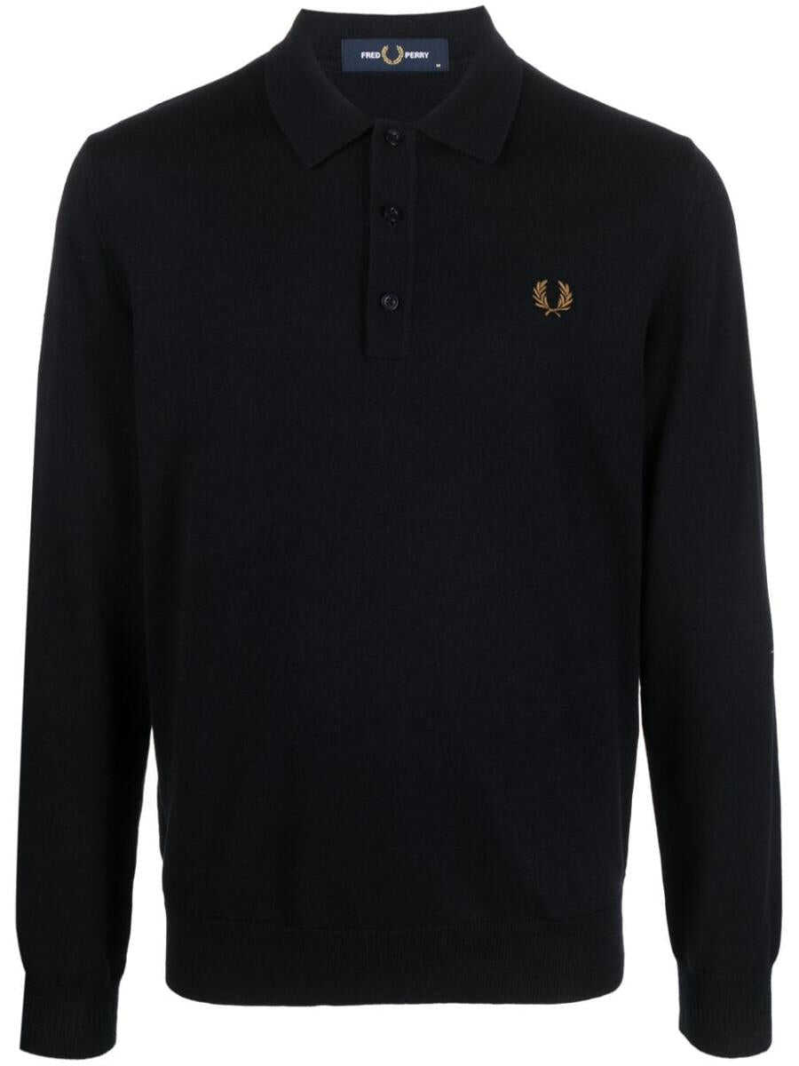 Fred Perry FRED PERRY Logo wool blend polo shirt BLUE