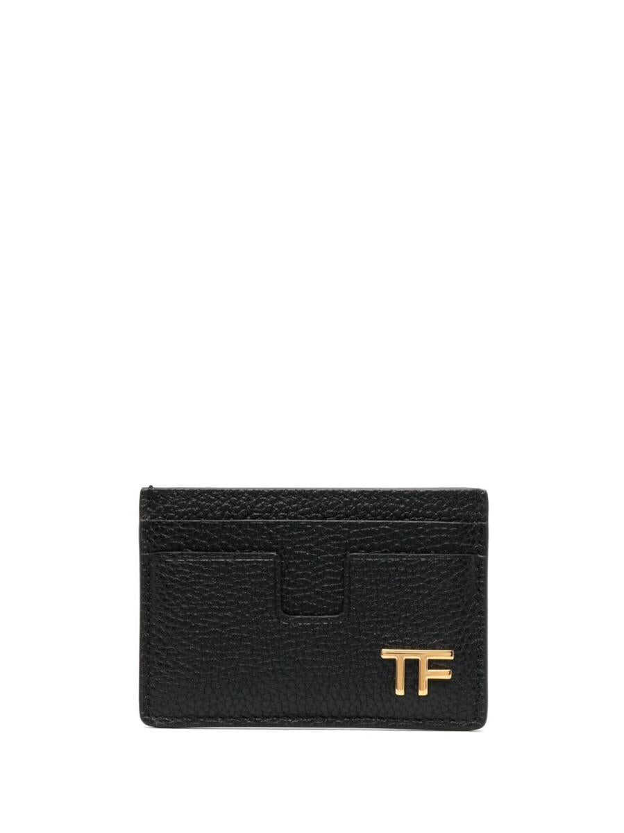 Tom Ford TOM FORD T Line leather credit card case BLACK