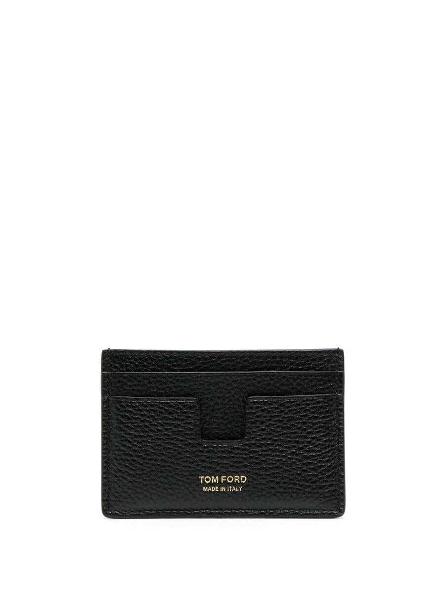 Tom Ford TOM FORD T Line leather credit card case BLACK