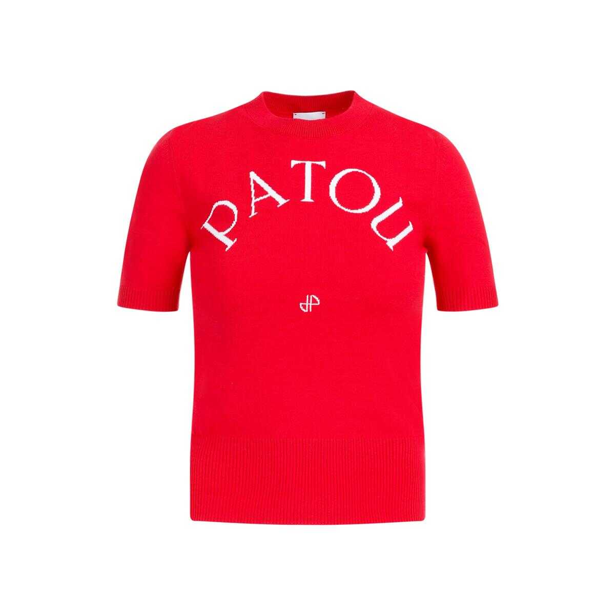 Patou PATOU JACQUARD KNIT TOP TSHIRT RED