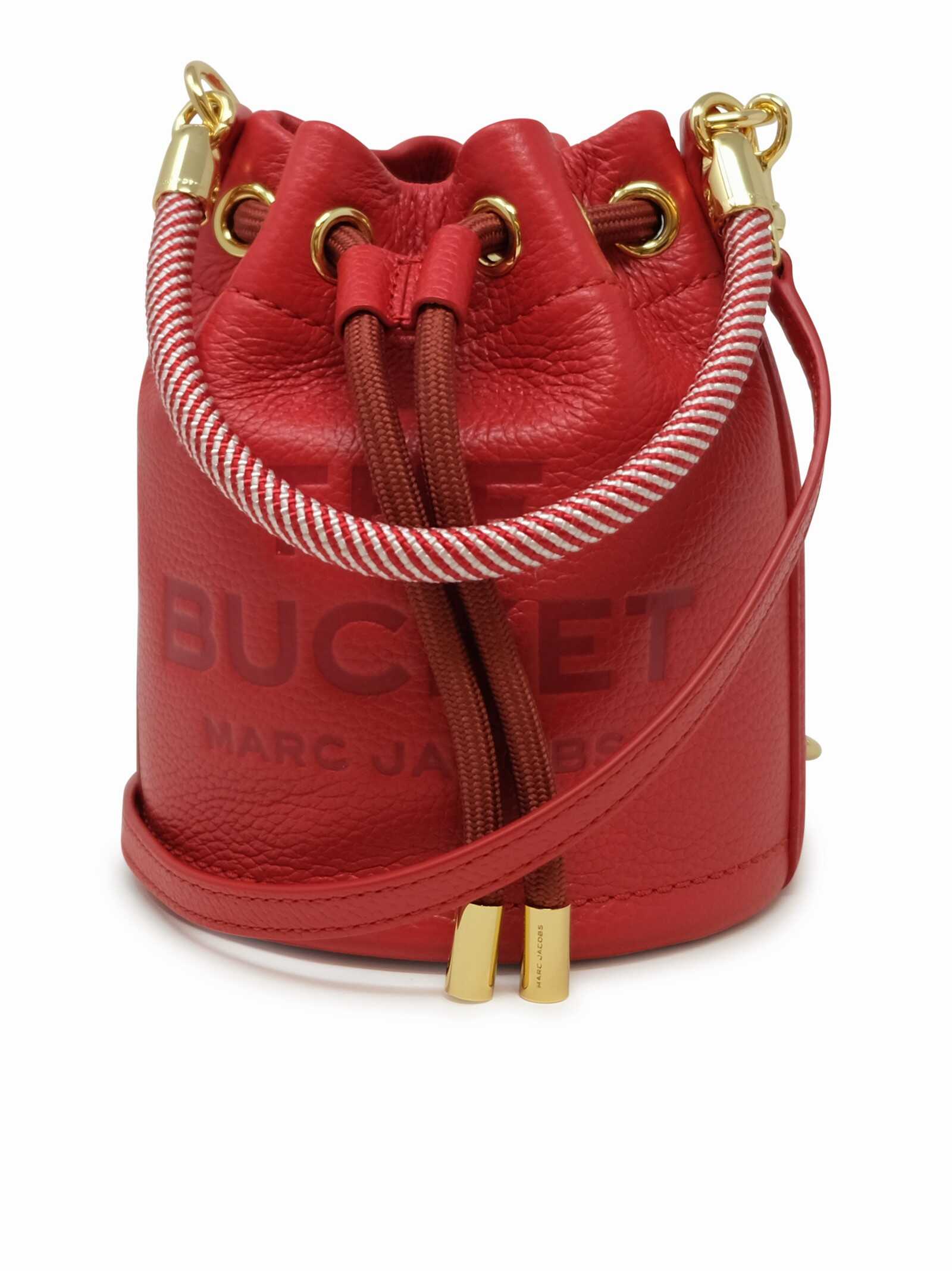 Marc Jacobs 2S3HCR058H03 617 RED LEATHER THE MINI BUCKET BAG Red
