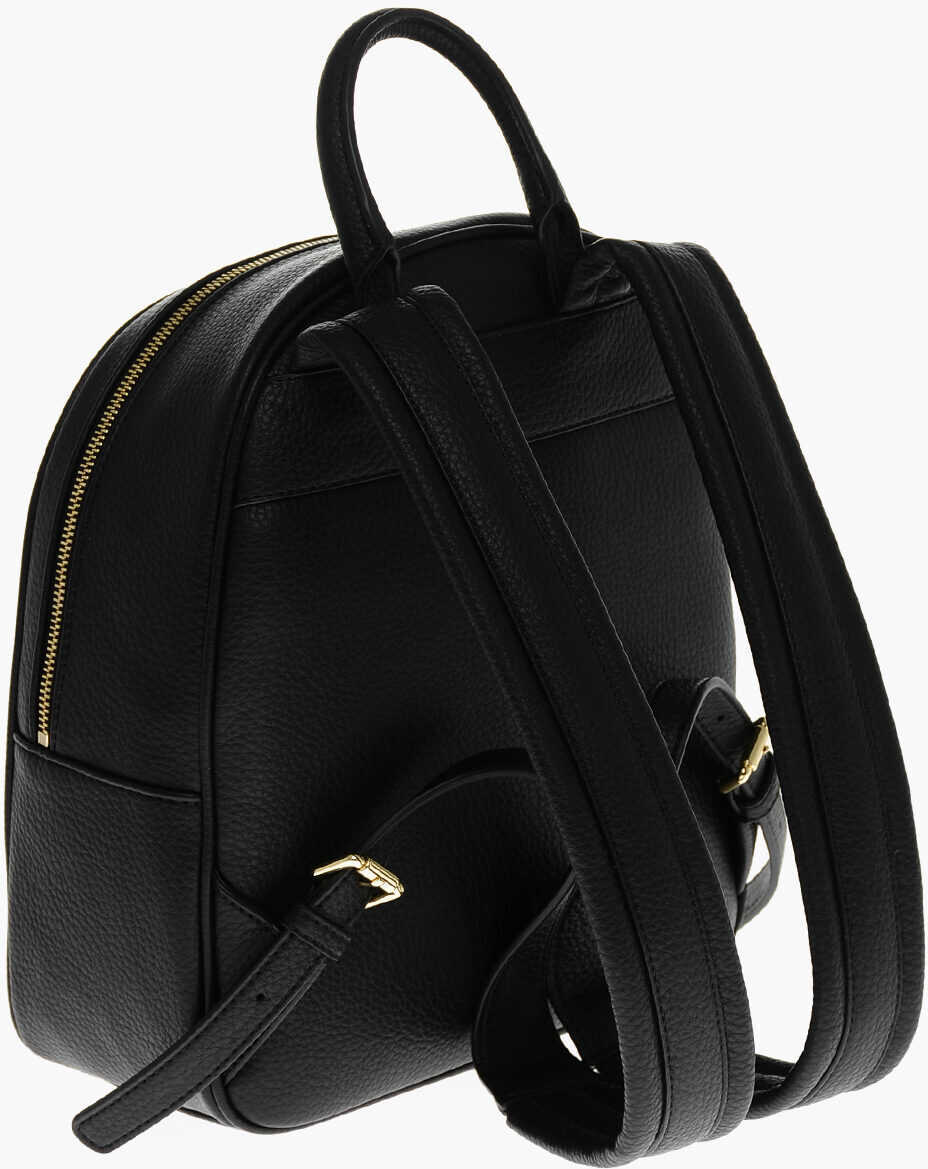 Rucsacuri Moschino Love Textured Faux Leather Backpack With Embossed Logo Black Femei (BM 11655516) 2