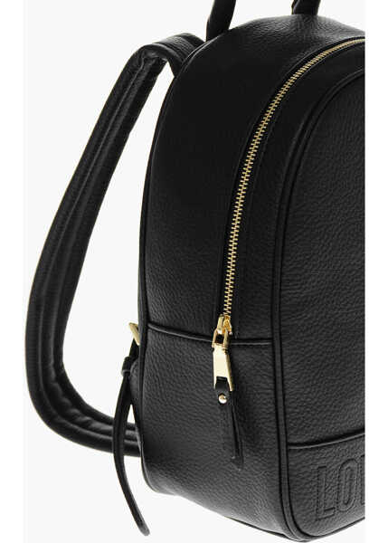 Rucsacuri Moschino Love Textured Faux Leather Backpack With Embossed Logo Black Femei (BM 11655516) 4