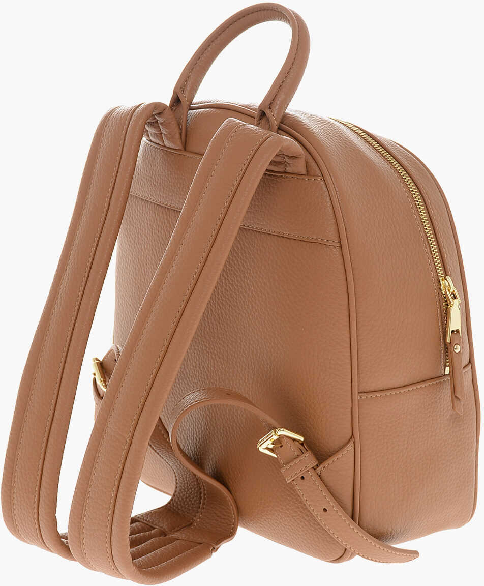 Rucsacuri Moschino Love Textured Faux Leather Backpack With Embossed Logo Brown Femei (BM 11655522) 2