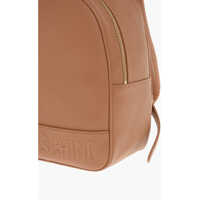 Rucsacuri Moschino Dama - Rucsacuri Moschino Love Textured Faux Leather Backpack With Embossed Logo Brown Femei (BM 11655522) - B-mall.ro