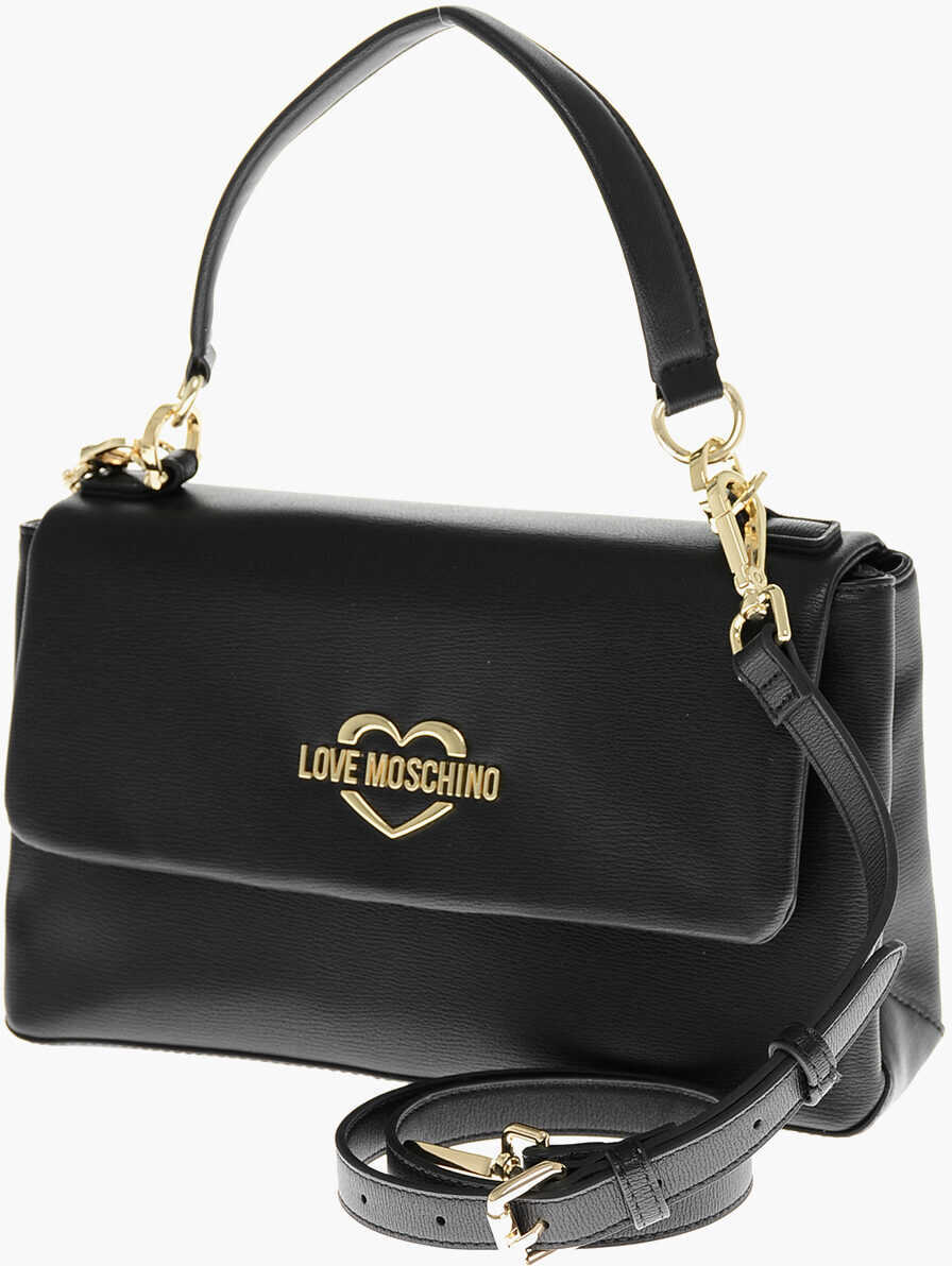 Genti tip postas Moschino Love Faux Leather Shoulder Bag With Golden Logo Black Femei (BM 11655525) 3