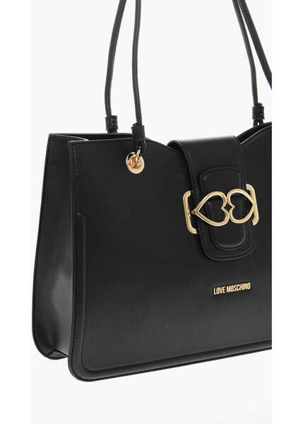 Genti de mana Moschino Love Moschino Faux Leather Tote Bag With Golden Closure Black Femei (BM 11655534) 3