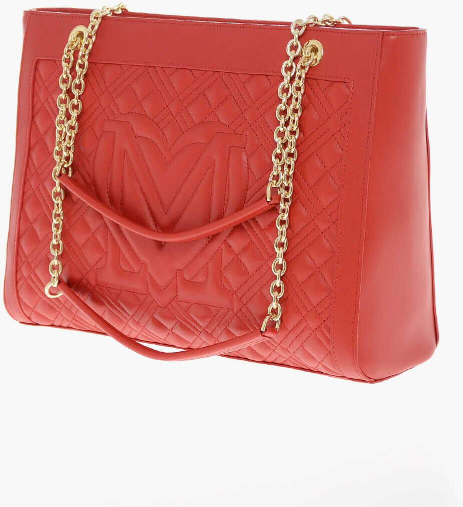 Genti de mana Moschino Love Quilted Tote Bag With Golden Chain Red Femei (BM 11655546) 2