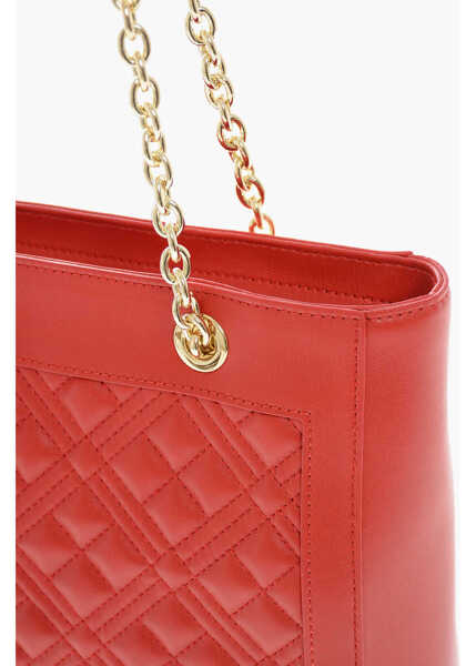 Genti de mana Moschino Love Quilted Tote Bag With Golden Chain Red Femei (BM 11655546) 3