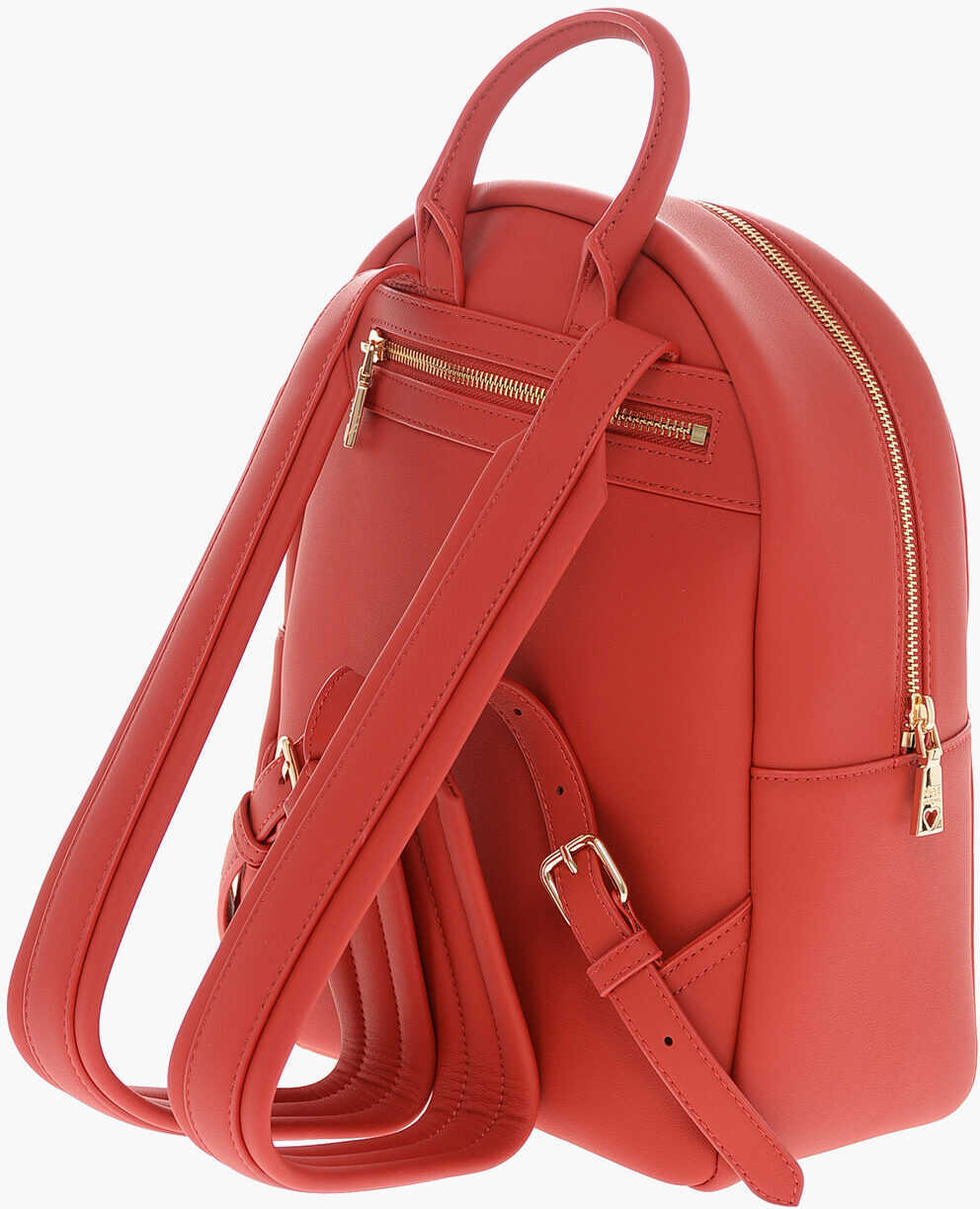 Rucsacuri Moschino Love Moschino Faux Leather Backpack With Lettering Logo Red Femei (BM 11655552) 2