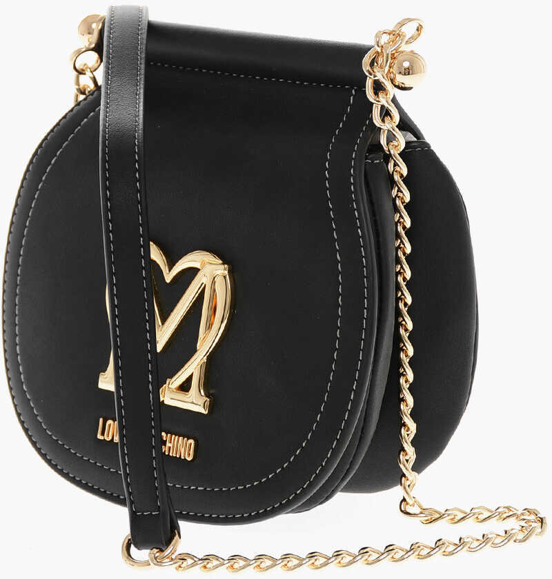 Genti tip postas Moschino Love Faux Leather Bag With Chain Shoulder Strap And Golden L Black Femei (BM 11655573) 3