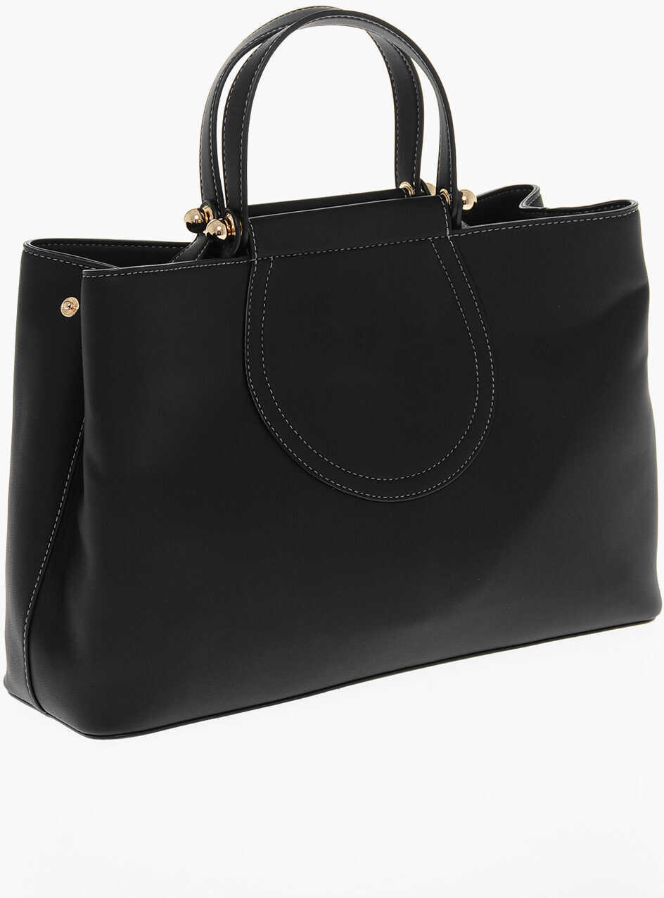 Genti de mana Moschino Love Faux Leather Tote Bag With Golden Logo Black Femei (BM 11655576) 2