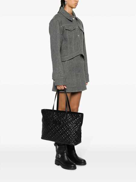 Genti de mana Moschino Love Quilted Faux Leather Tote Bag With Metal Logo Black Femei (BM 11655588) 2