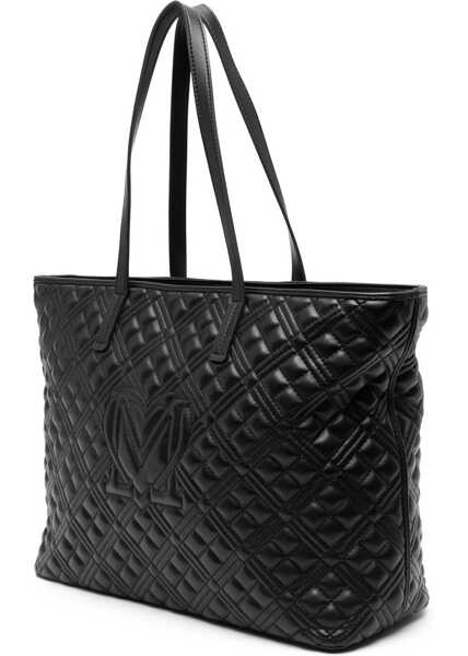 Genti de mana Moschino Love Quilted Faux Leather Tote Bag With Metal Logo Black Femei (BM 11655588) 3