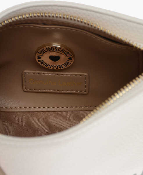 Genti de umar Moschino Love Textured Leather Shoulder Bag With Logo-Print White Femei (BM 11655597) 4