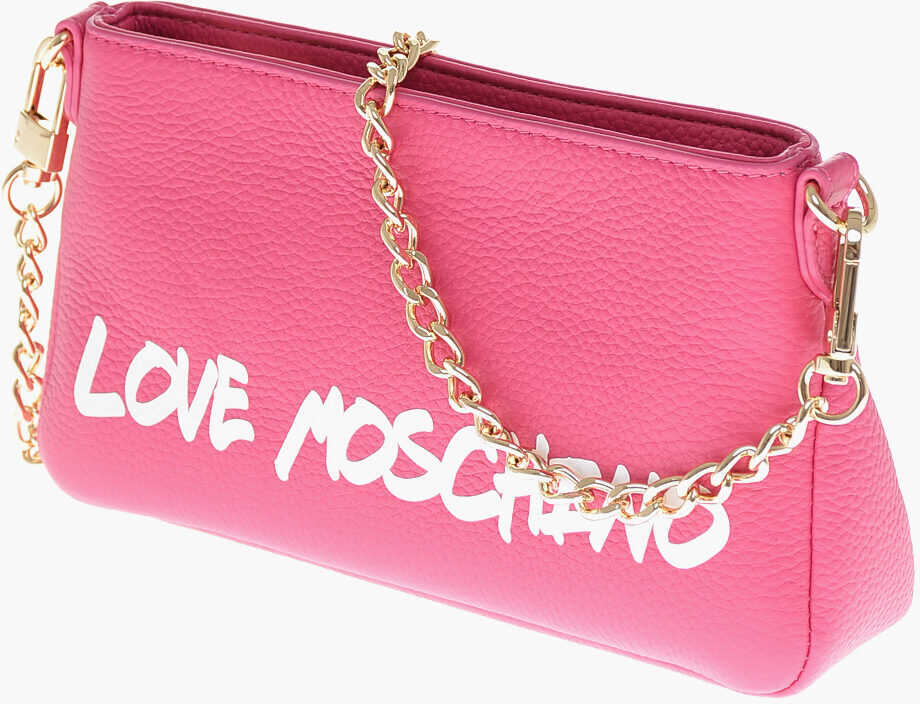 Genti de umar Moschino Love Textured Leather Shoulder Bag With Graffiti Logo-Print Pink Femei (BM 11655600) 3