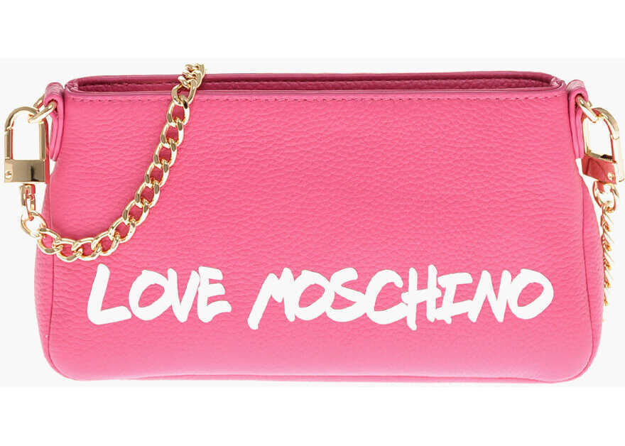 Genti de umar Moschino Love Textured Leather Shoulder Bag With Graffiti Logo-Print Pink Femei (BM 11655600) 1