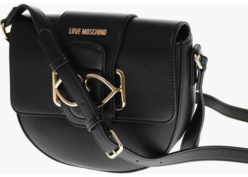 Genti tip postas Moschino Love Faux Leather Crossbody Bag With Double Metal Heart Black Femei (BM 11656428) 3