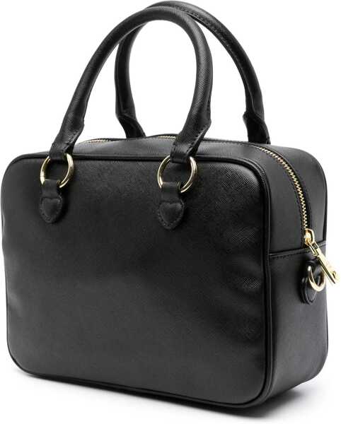 Genti de umar Moschino Love Saffiano Faux Leather Bag With Gold-Colored Metal Logo Black Femei (BM 11656452) 3