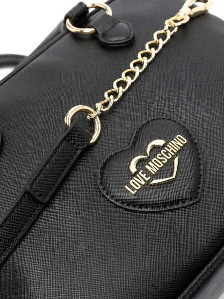 Genti de umar Moschino Love Saffiano Faux Leather Bag With Gold-Colored Metal Logo Black Femei (BM 11656452) 4