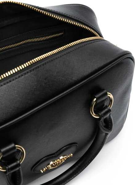 Genti de umar Moschino Love Saffiano Faux Leather Bag With Gold-Colored Metal Logo Black Femei (BM 11656452) 5