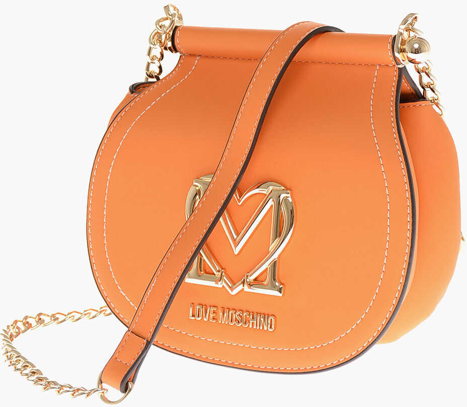 Genti tip postas Moschino Love Faux Leather Bag With Chain Shoulder Strap And Golden L Orange Femei (BM 11656464) 3