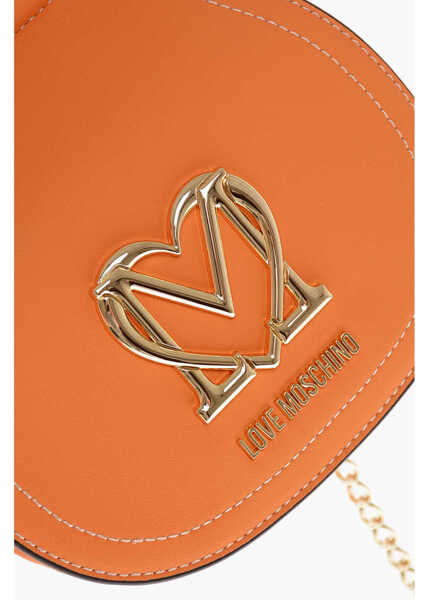 Genti tip postas Moschino Love Faux Leather Bag With Chain Shoulder Strap And Golden L Orange Femei (BM 11656464) 4