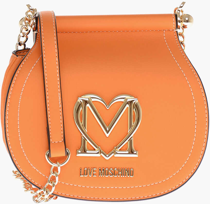 Genti tip postas Moschino Love Faux Leather Bag With Chain Shoulder Strap And Golden L Orange Femei (BM 11656464) 1